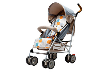 Cute Baby Pram or stroller Isolated on Transparent Background