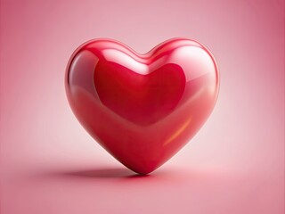 Obraz premium A bold red heart prominently displayed on a soft pink background, ideal for romantic and love-infused designs, infusing warmth and passion into every concept.