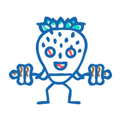 strawberries fruit fitness character doodle icon sketch vector. strawberries fruit fitness character sign. isolated symbol illustration