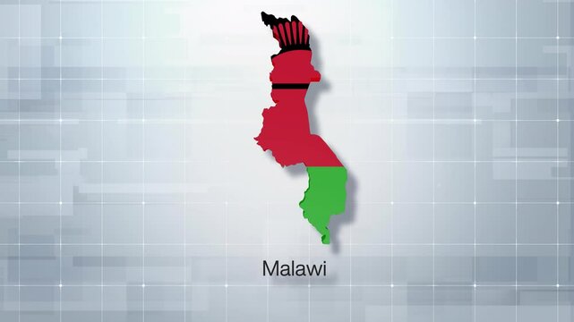 Detailed 3D Map With Flag Of Malawi