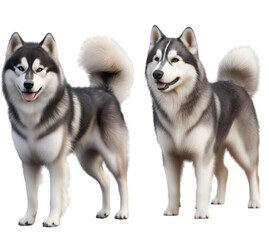 Fototapeta premium Alaskan Malamute Dog isolated on transparent PNG.