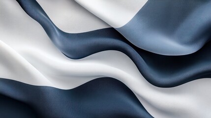 Obraz premium A close-up of flowing fabric in blue and white tones, creating a smooth, wavy texture.