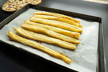 Puff Pastry sticks.Dessert.food concept