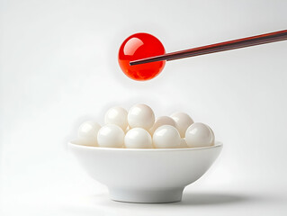 3D Illustration of Red Sphere Lifted from Group of White Spheres