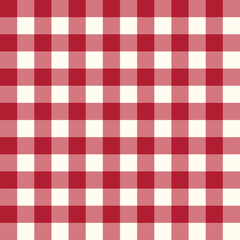 Seamless Gingham Pattern Christmas Red Colors. Vector Background