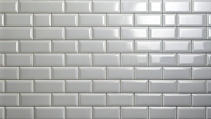 A glossy white tile brick wall background adds a clean and hygienic aesthetic, enhancing modern interiors and spaces with its sleek and timeless design.