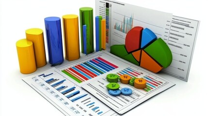 Obraz premium Colorful Business Graphs and Charts for Analysis