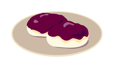 皿に乗せたあんこ餅のイラスト