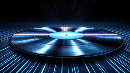 Glowing vinyl record with dynamic light effects