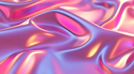 Obraz premium Abstract background with pink metallic gradient and holographic shine. Smooth foil texture with a futuristic, reflective surface.