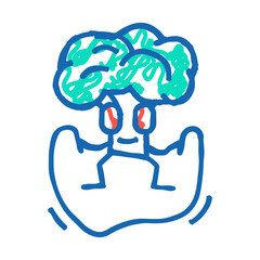 broccoli fruit fitness character doodle icon sketch vector. broccoli fruit fitness character sign. isolated symbol illustration