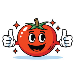 Cute happy tomato character giving thumbs up illustration