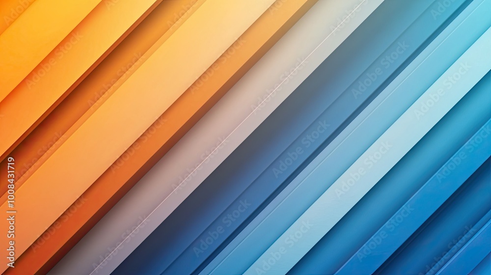 Poster abstract diagonal lines with smooth gradient transition. blue and orange hues blend seamlessly, crea