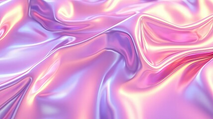 Fototapeta premium Abstract holographic background with pink and violet gradients. Shiny metallic texture creating fluid and surreal patterns. Minimalist yet striking design.