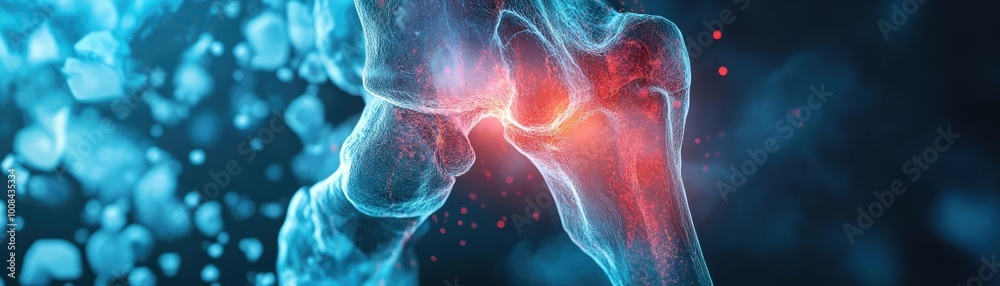 Aufkleber detailed visualization of a human joint highlighting bone structure and movement. ideal for educatio