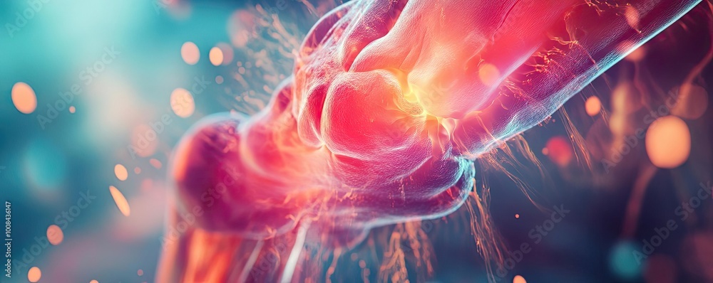 Poster a vibrant and dynamic illustration of a joint, showcasing the intricate details of movement and ener