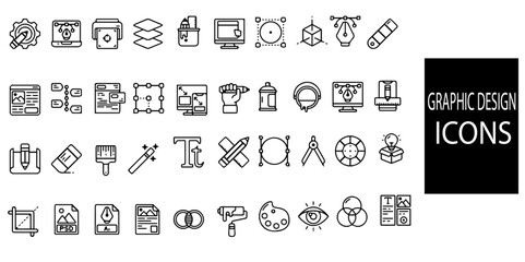 Graphic design simple concept 40 icons set.Vector illustration.