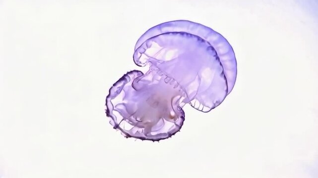 Jellyfish gracefully swimming against plain white background