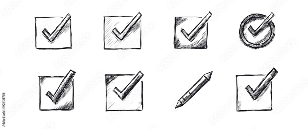 Canvas Prints a set of modern illustration symbols that represent check boxes, exam marks, and checklist marks. sk
