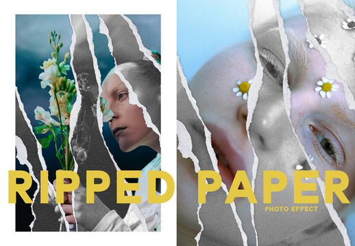 Torn Paper Edges Photo Effect Template