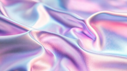Obraz premium Blurred holographic backdrop in soft pastel pink and blue. Metallic sheen with gradient light reflections, perfect for dreamy or tech-inspired designs.