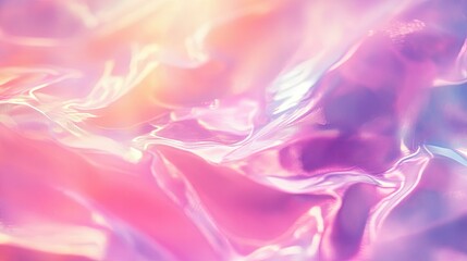 Blurred holographic background with shiny metallic foil. Gradient transitions in pink and violet hues, evoking a soft, dreamy feel.