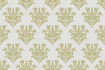 Fototapeta premium Ikat floral vintage design embroidary seamless pattern on background vector illustration.Ikat ethnic oriental embroidery traditional.Indian Ikat pattern Aztec style retro. design for texture,fabric.