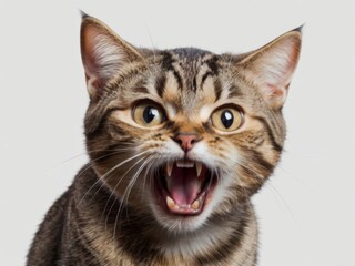 Obraz premium Angry cat isolated on transparent png background with a funny and excited expression