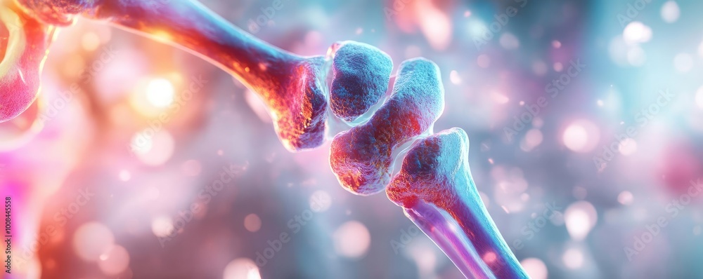 Poster close-up view of a joint, showcasing its intricate structure and vibrant colors, symbolizing health 