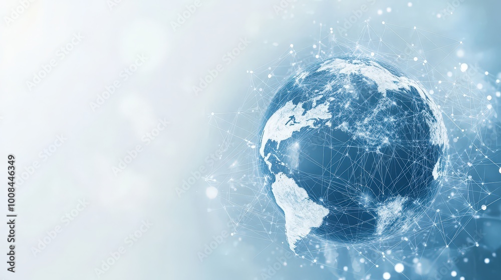 Poster abstract globe with network connection visualization