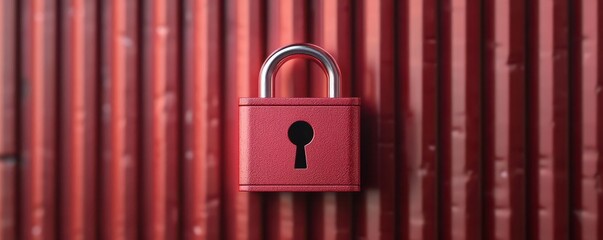 Closeup of sealed shipping containers, with glowing security padlocks indicating secure transportation within the logistics system