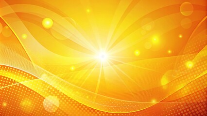 Abstract Golden Radiance with Wavy Lines and Glowing Dots