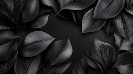A dark, elegant arrangement of textured black leaves.
