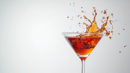 Ethereal Martini: Frozen Splash with Suspended Garnishes in Mid-Air, Minimalist Surreal Composition on Clean White Background
