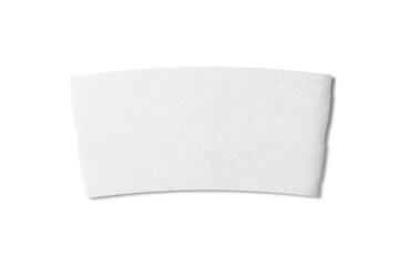 Top view of blank corrugated cardboard coffee cup sleeve isolated on transparent background. High resolution.