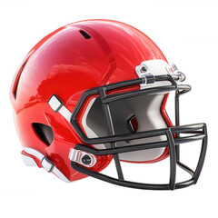 Fototapeta premium Red football helmet, white isolated background.