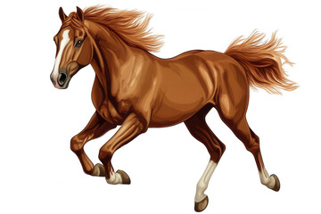 Running horse on a white isolate background