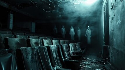 Fototapeta premium Chilling Red Sky Over a Haunted Forest