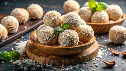 Savor delicious coconut balls that are nutritious and perfect for snacking. These delightful treats serve as satisfying desserts for healthier eating at home.