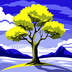 landscape with tree and mountains