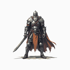 Fototapeta premium Fantasy Warrior vector artwork. Medieval Knight With Sword. ancient fighter
