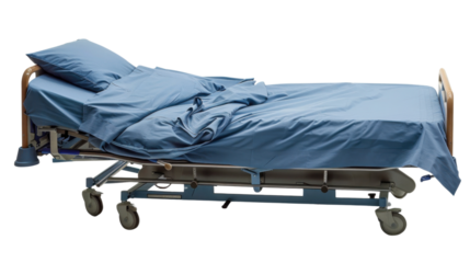 Hospital patient bed on white background