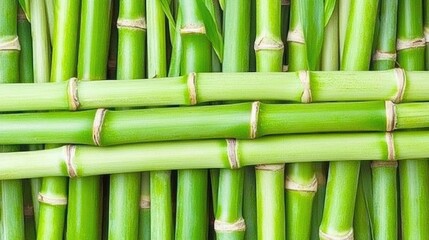 Fototapeta premium A dense jungle of bamboo stalks growing close together, creating a thick, impenetrable wall of greenery