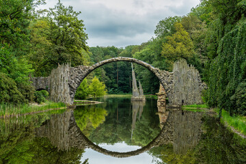 A view of the Rakotzbrücke bridge in Kromlauer Park