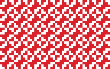 Seamless geometric pattern of white abstract shapes on red background. Perfect for printing, design backgrounds, wallpaper and tiles, gift wrapping