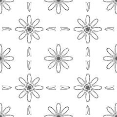 Flower pattern, black lines on a white background