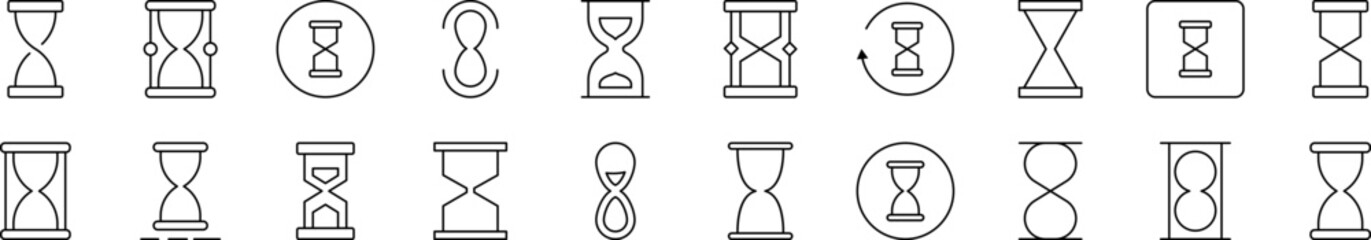 Hourglass Simple Isolated Line Icons Collection. Editable Stroke. Suitable for Web Sites, Books, Cards, Apps