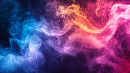 Colorful Smoke in Vibrant Gradient Waves with Blue Orange and Pink Hues