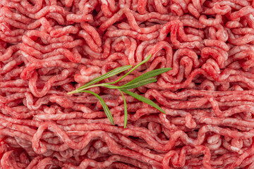 Ground lamb or beef on white background	