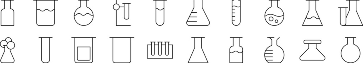 Laboratory Bulbs Thin Icons Collection. Editable Stroke. Suitable for Web Sites, Books, Cards, Apps